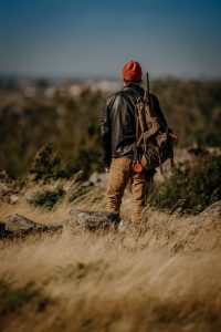 Waterfowl hunter wearing a backpack