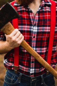 Outdoorsman in suspenders