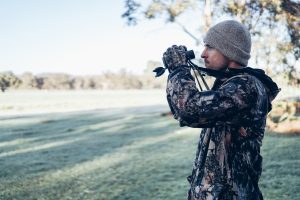 Turkey hunter with binoculars