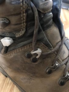 Lacing lock on Lowa mountain hunting boot