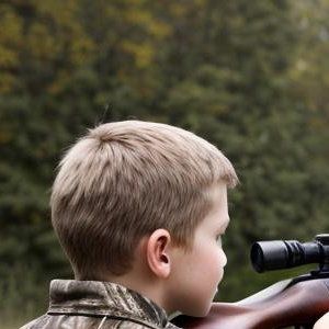 youth hunter aiming a rifle