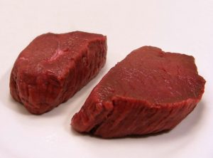 nicely prepared venison steaks